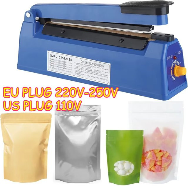Manuelle Heißsiegelmaschine Impulse Sealer in Blau für Plastiktüten bis 20,3 cm Breite - Bild 1