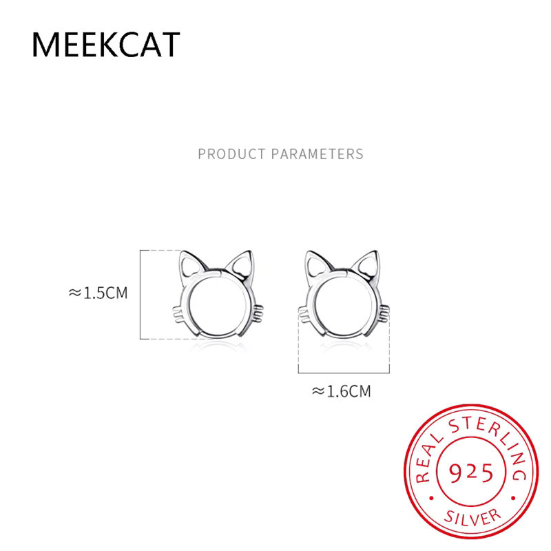 MEEKCAT Creolen 925 Silber, Katze, Kinder - Bild 2