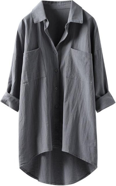 ForYourBeauty Hemd Damen, Baumwolle Leinen, grau, XL - Bild 1
