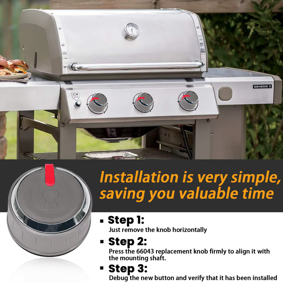 Weber Genesis II E/SE Serie Ersatzteil-Set mit 3 Hauptbrenner-Drehknöpfen für Gasgrills - Bild 5