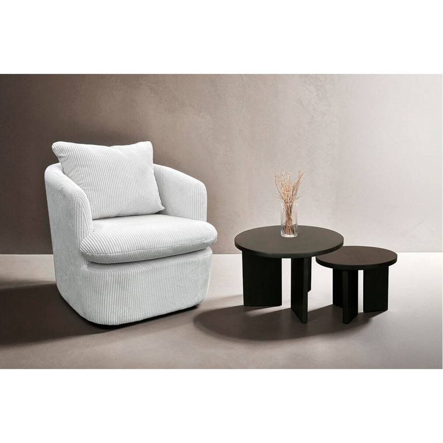 byLIVING Beistelltisch ROUND 2er-Set aus Akazienholz, schwarz lackiert, H: 41 cm, B: 60 cm, B: 40 cm - Bild 3