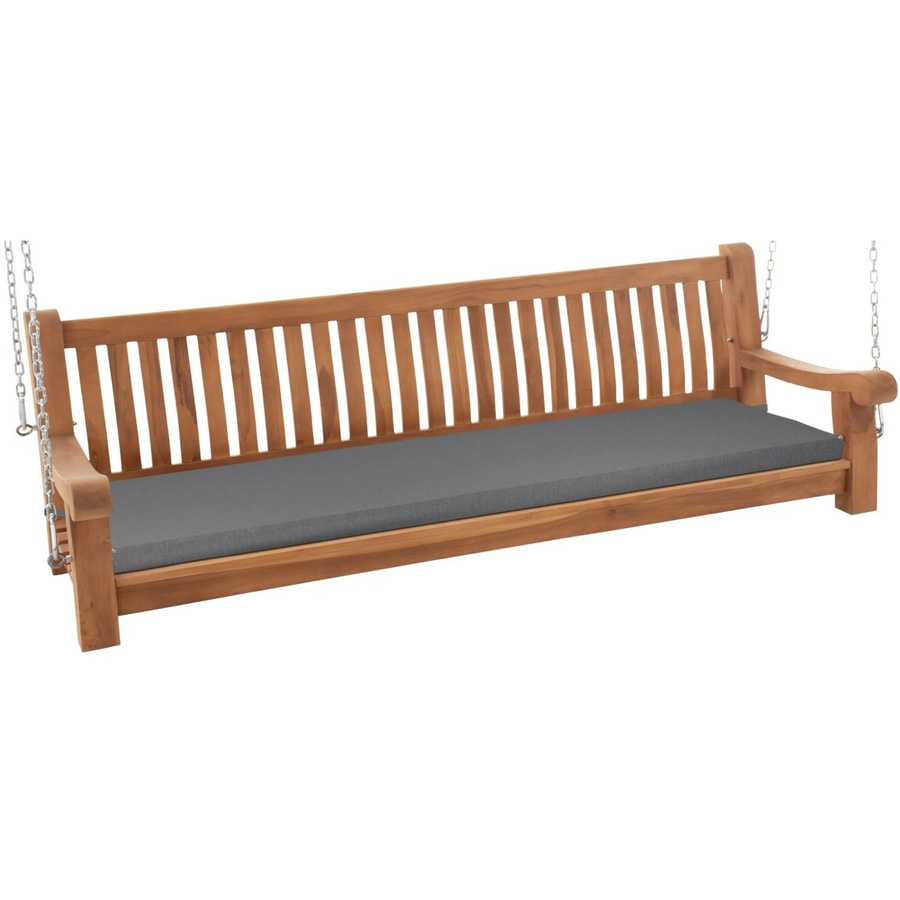 DELUKE MUVER Schaukelbank aus Teakholz in Dunkelgrau mit Polsterkissen, Hängebank für Garten und Veranda, B/T/H: 200 x 70 x 62 cm - Bild 2