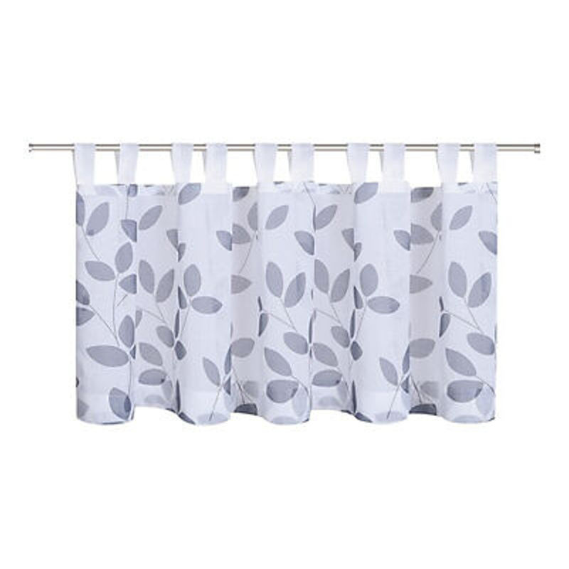 POCOline Scheibengardine Blättchen in Grau und Weiß mit floralem Design, Breite: 150 cm, Höhe: 50 cm - Bild 2