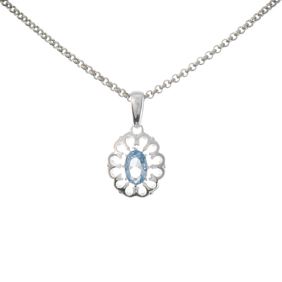 Anhänger mit Kette 925 Silber, Zirkonia hellblau, Damen - Bild 1