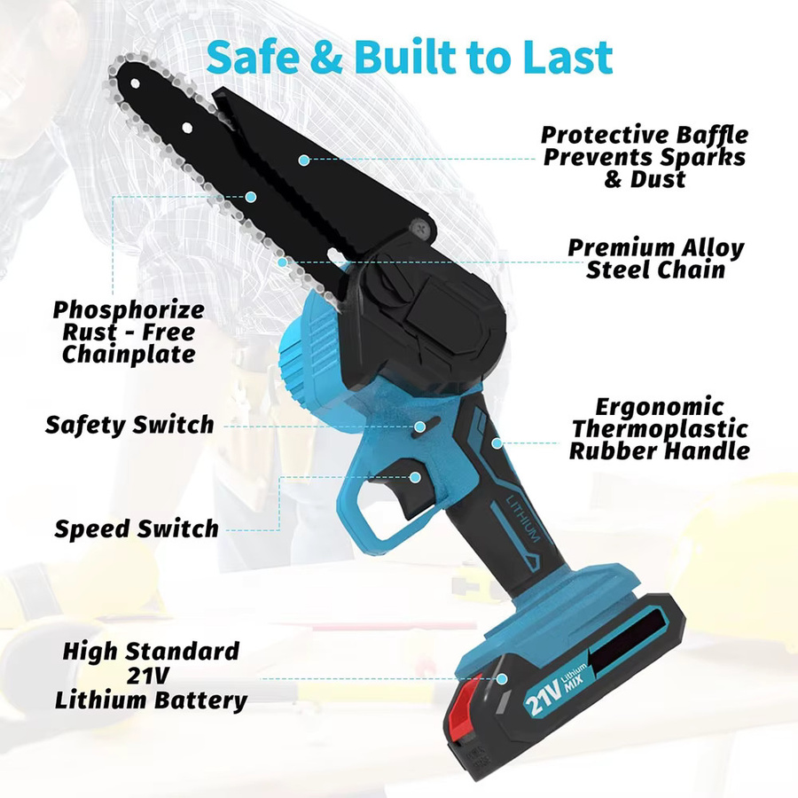 Makita 6-Zoll Akku-Mini-Kettensäge für 18V LXT Akkus, elektrische Astsäge in Blau - Bild 4