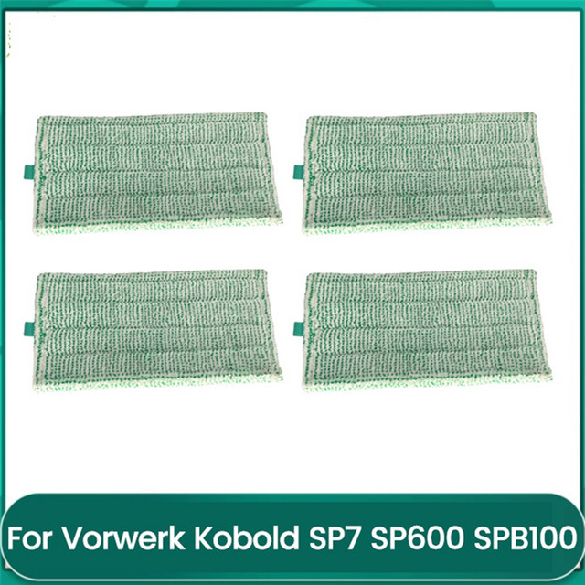 4er-Set Mikrofaser Mopp Pads für Vorwerk Kobold SP7 SP600 SPB100 in Grün und Weiß, waschbare Ersatz-Reinigungstücher - Bild 1