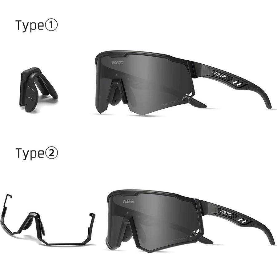 Kdeam Sportsonnenbrille, Herren, Vollrand, Tr90, schwarz, polarisiert - Bild 1