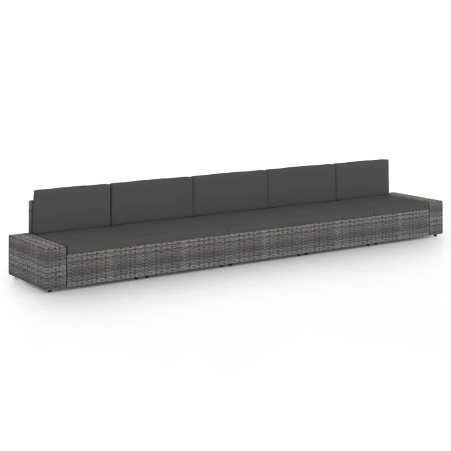 vidaXL 5-tlg Garten-Lounge-Set in L-Form aus Poly-Rattan und Metall in Anthrazit/Grau mit Kissen und abnehmbaren Bezügen - Bild 2