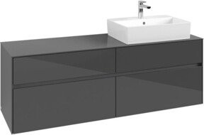 V&B Waschtischunterschrank Collaro in Glossy Grey mit Waschbeckenanschluss rechts, B/T/H: 160 x 54,8 x 50 cm - Bild 1