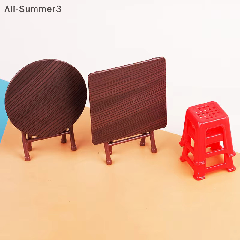 JETTING Puppenhaus Miniatur Klapptisch Hocker Esstisch Möbel, Zubehör, Kunststoff - Bild 1