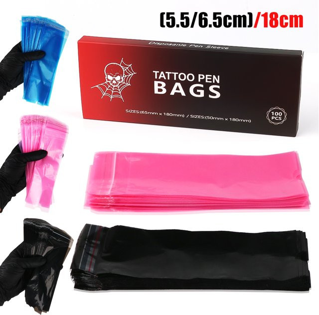 JUN.M 100 Stück Wasserdichte Tattoo Stift Schutzfolie in Schwarz für professionelle Farbeverpackung und Anti-Fouling-Schutz - Bild 1