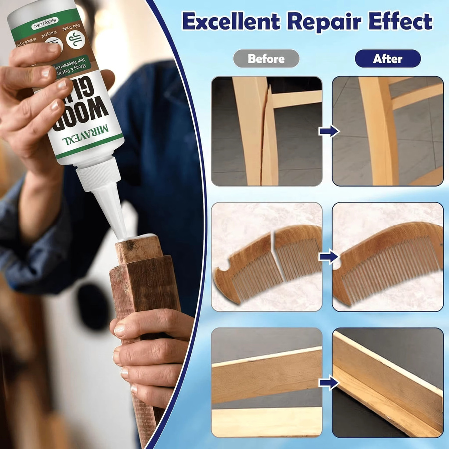MIRAVEXL Schnelltrocknender Holzleim für professionelle Tischler und Möbelreparaturen, 50g - Bild 3