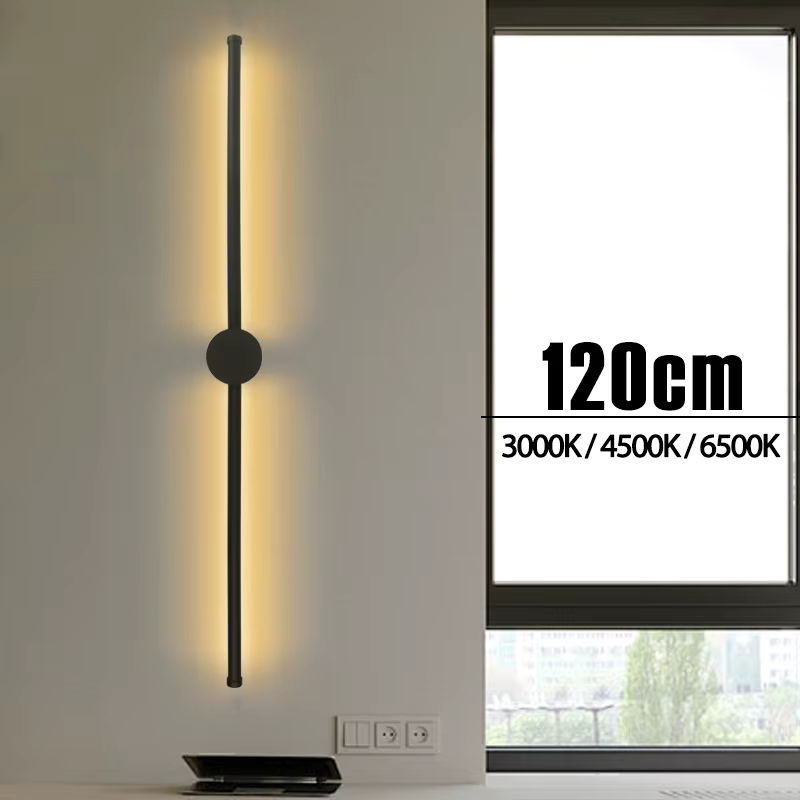 EnwYe LED-Linear-Wandleuchte in Schwarz, minimalistisches Design für Wohnzimmer und Schlafzimmer, Breite: 120 cm - Bild 2