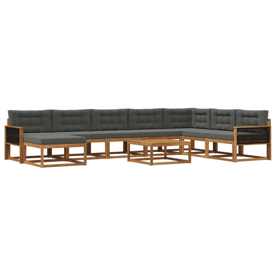vidaXL Outdoor-Sofagarnitur aus Akazienholz mit 9 Kissen in Natur und Anthrazit - Bild 2