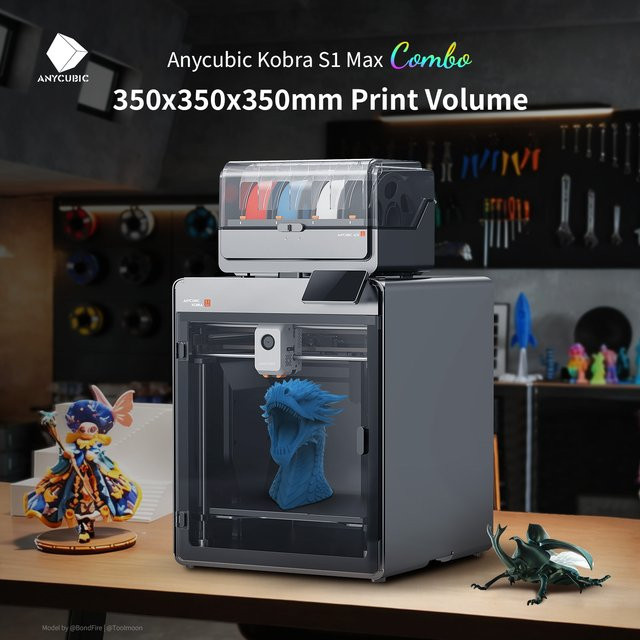 Anycubic Kobra S1 Max Combo FDM 3D-Drucker mit 600 mm/s Maximalgeschwindigkeit und 350 °C Hotend-Düse aus gehärtetem Stahl, Druckvolumen: 350 x 350 x 350 mm - Bild 1