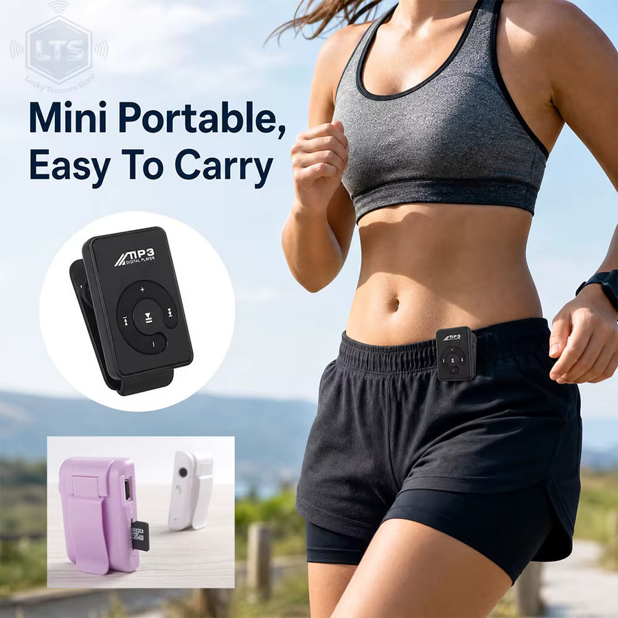 occkic Tragbarer Mini-Clip-MP3-Player in Schwarz mit HiFi-Sound und SD-TF-Kartenunterstützung für Outdoor-Sport - Bild 2