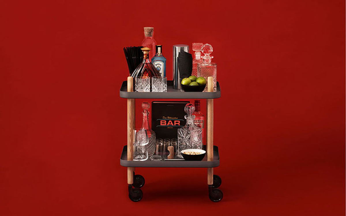 Normann Copenhagen Block Table Beistellwagen aus Stahl und Esche in Schwarz mit Rollen - Bild 2