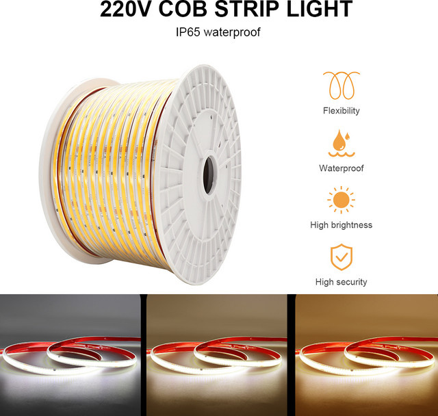 KLA-FCOB Wasserdichter COB LED-Streifen IP65 Dimmbar in Cool White für Außentreppen-Dekoration 220V - Bild 1