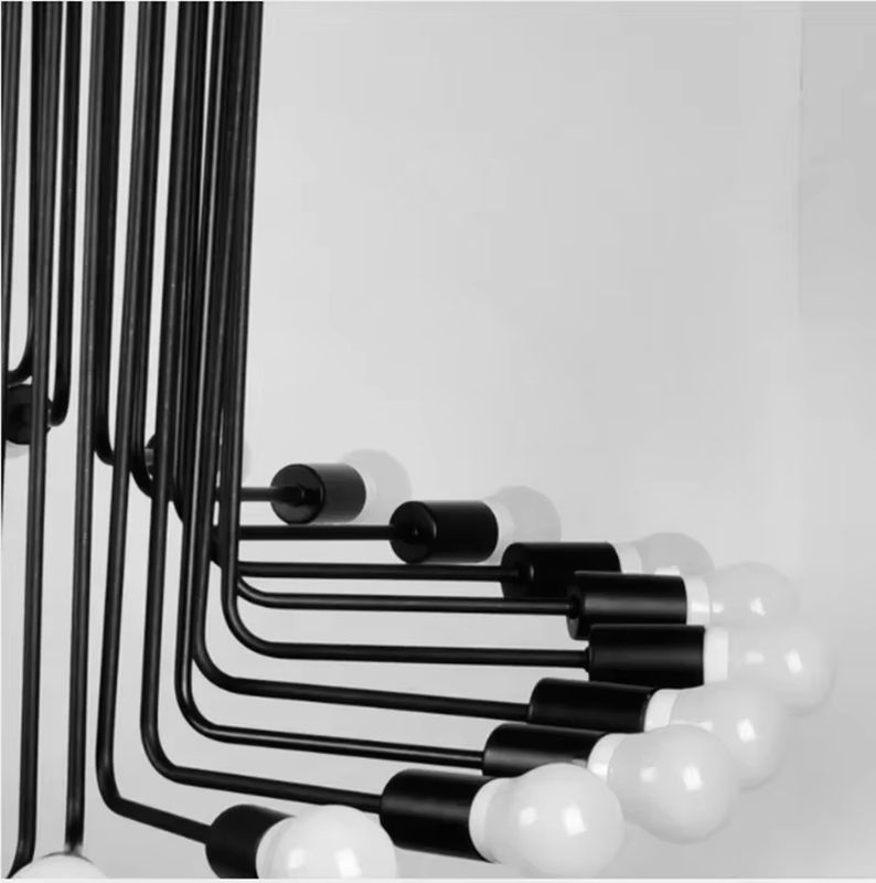 JIANKEXING Nordischer LED-Kronleuchter in Schwarz aus Eisen als Spiral-Pendelleuchte für Kaffee Bars und Restaurants - Bild 3