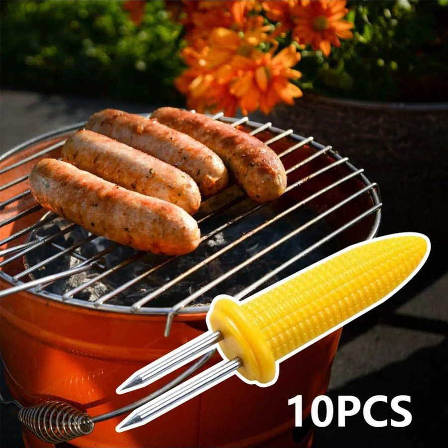 10 Stück Maisgabeln aus Edelstahl als BBQ-Maishalter mit Anti-Verbrühungsschutz für den Grill - Bild 2