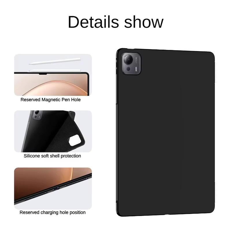 Xiaomi Pad 7 Ultra 14 Zoll 2025 Schutzhülle in Schwarz aus weichem Silikon TPU Anti-Drop Abdeckung - Bild 3