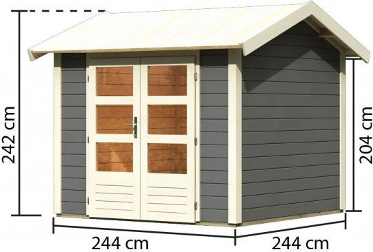 Gartenhaus Holz THERES 3 Systemhaus in Terragrau B/T/H: 244 x 244 x 244 cm ohne Dachausbauelement - Bild 1