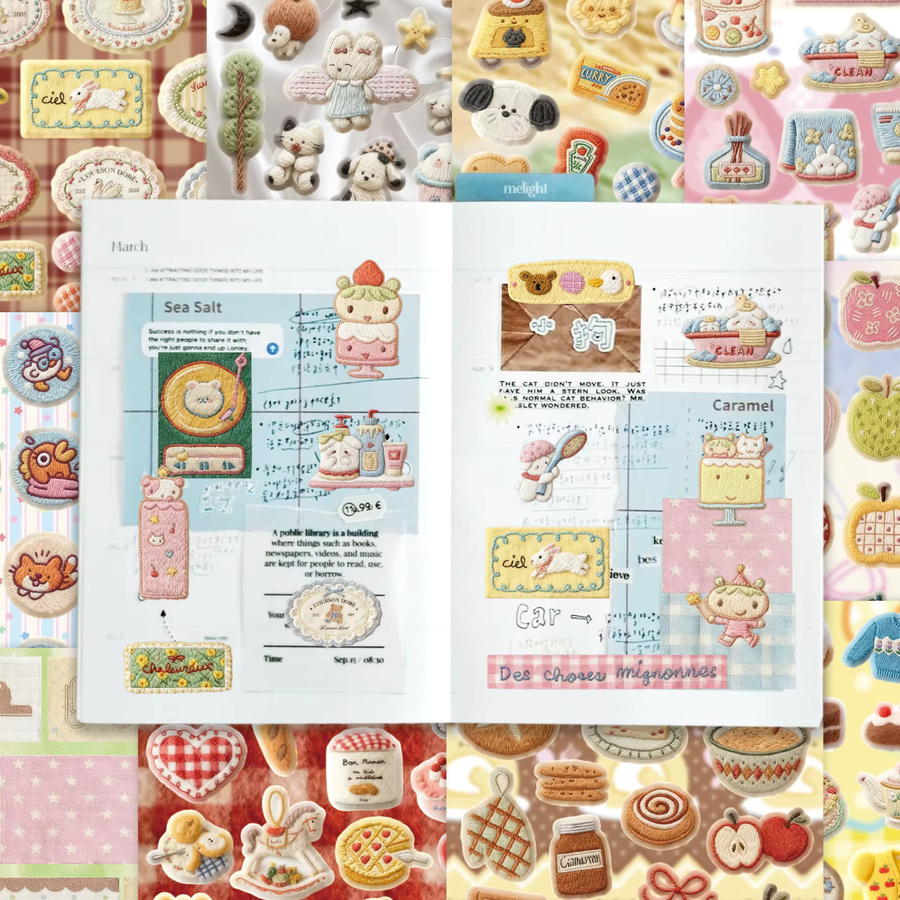 Vintage Stickerei-Aufkleberbuch mit 30 Blättern und über 680 Stück niedlicher Sticker für Journaling und Erwachsene, Multicolour - Bild 1