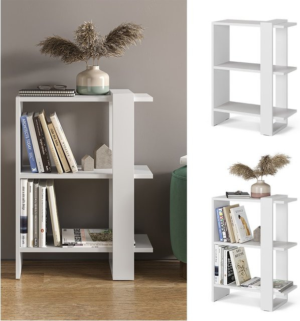 Vicco Bücherregal Basil als Standregal und Raumteiler in Weiß mit 3 Etagen - Bild 1