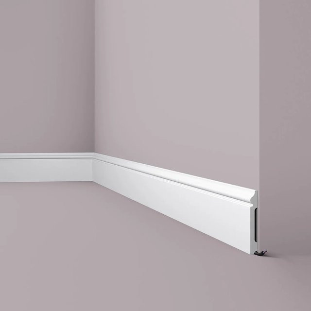 NMC Wallstyl Sockelleiste FL2 Zierleiste Stuckleiste in Weiß, H x B x T: 12 x 1,5 x 200 cm - Bild 1