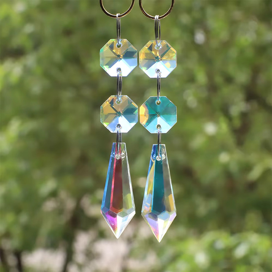 5 Stück bunte Kristall-Spitzperlen von ZHUBI als Glas-Lampenprismen und Sonnenfänger zur Hängedekoration für Hochzeit und Party in Transparent und Multicolour - Bild 2