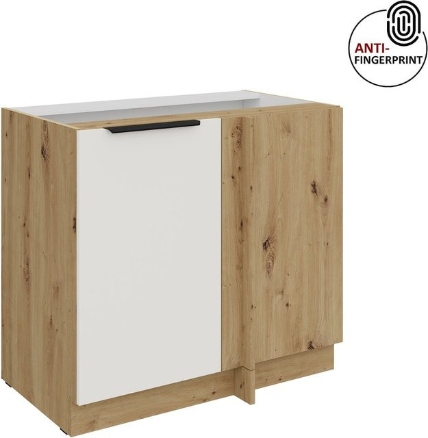 Küchen Eckschrank ARIA Weiss ultra matt Anti Fingerprint Breite: 105 cm - Bild 1