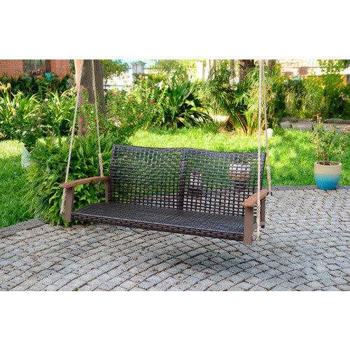 Garden Pleasure Hängebank Cuneo aus Akazienholz in Braun mit Textilene-Kunststoffgeflecht und Armlehnen B/H/T: 57 x 79 x 180 cm - Bild 4