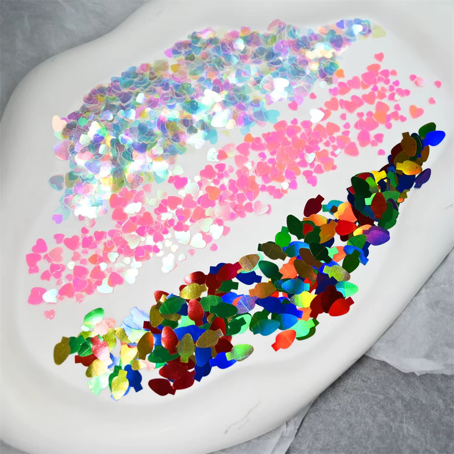 MAFANAILS Nagel-Pailletten, rosa Liebesherz, holografisch, 10 g - Bild 3
