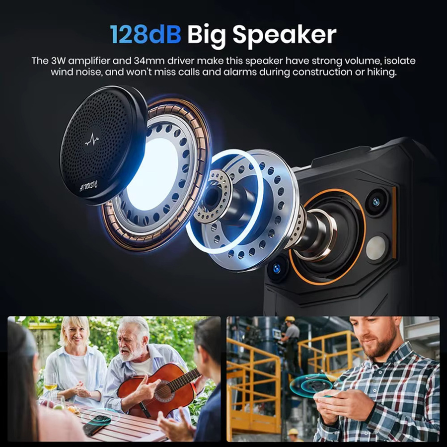 FOSSiBOT F110L 4G Outdoor-Smartphone in Schwarz mit 6,75 Zoll Display, 8(4+4)GB RAM, 128GB ROM, 10000mAh Akku, 50MP+8MP Kamera und 128dB Lautsprecher - Bild 4