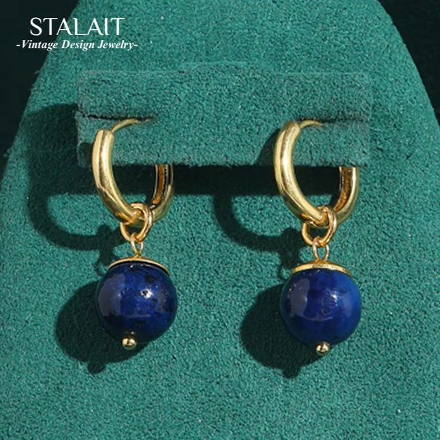 STALAIT Ohrringe, Lapislazuli-Kugel, hellgold, Blau, Damen - Bild 1