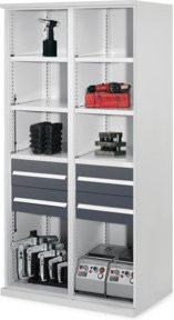 Kappes Schwerlastregal Mod. 52 MMT in Grau mit 4 Schubladen und 6 Fachböden aus Stahl, H: 195,0 cm, B: 100,0 cm, T: 60,0 cm - Bild 1
