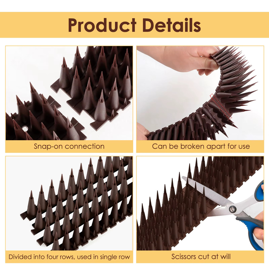 Vogel Repeller Spikes zur Abschreckung von Tauben, Eichhörnchen und Katzen für Wand, Garten und Zaun, Farbe: Braun - Bild 5