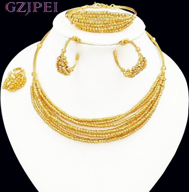 GZJPEI Schmuckset, Messing, Gold, Perle, Halskette, Armband, Ohrring - Bild 1