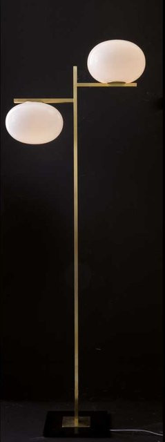 Oluce Alba 383 Stehleuchte in Messing und Weiß - Bild 1