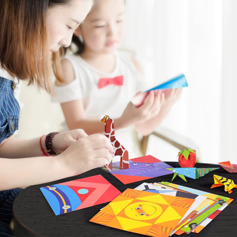 TMZ Origami-Materialpaket aus farbigem Bastelpapier mit Tier- und Lebensmotiven in Multicolour für DIY-Projekte und kulturelle Bildung - Bild 4