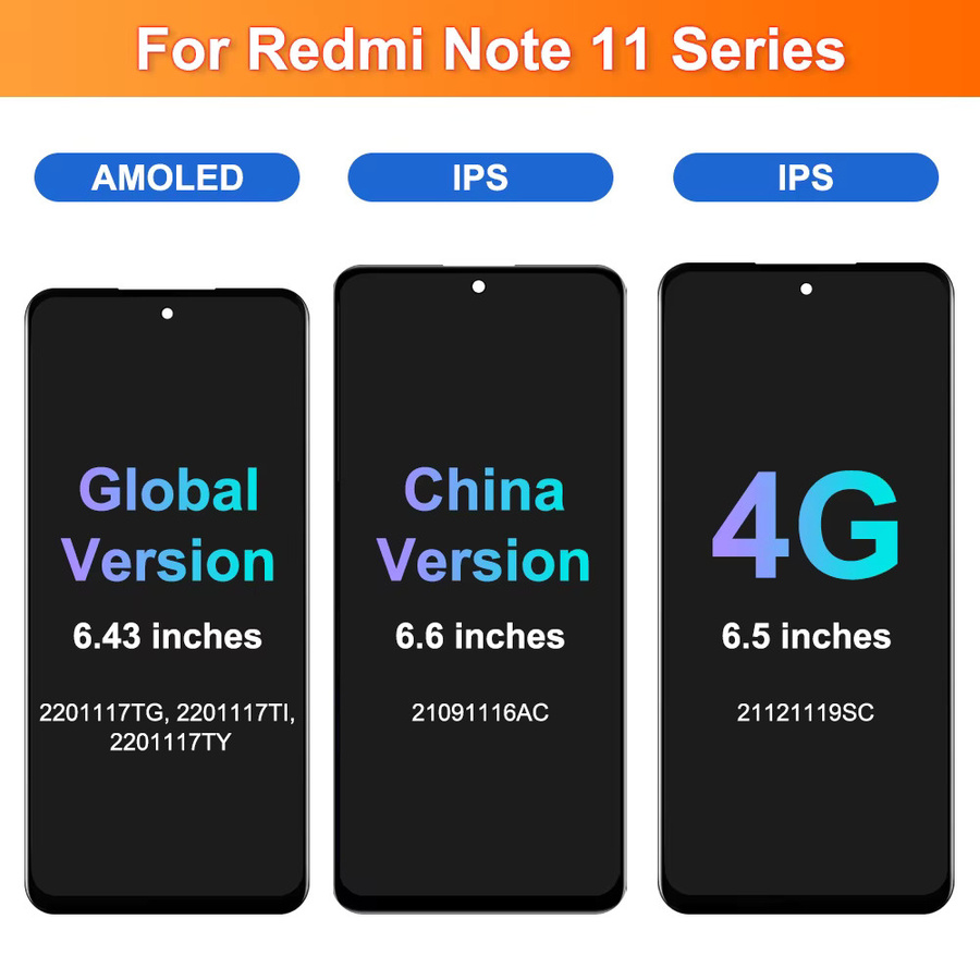 Xiaomi Redmi Note 11 4G LCD Display Touchscreen Digitalisierer Baugruppe Ersatz in Schwarz 6.5 Zoll - Bild 5