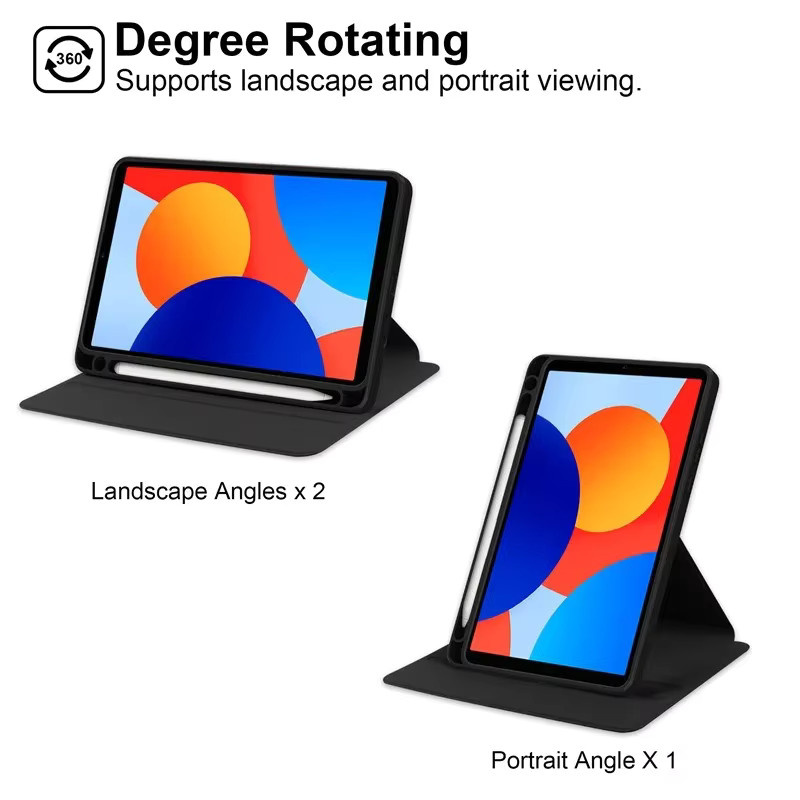 Xiaomi Redmi Pad SE 8,7 Zoll 2024 Tablet Hülle aus Acryl und PU Leder in Schwarz mit Standfunktion und Stiftschlitz - Bild 4