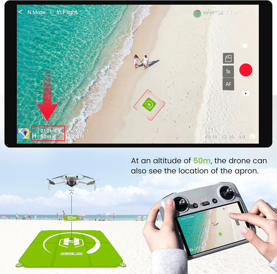 STARTRC Drohnen-Landeplatz Wasserdicht und Tragbar, Schnell-faltbares Helipad für DJI Mini 4 Pro, Mini 3, Mavic 3 und DJI Neo, Blau/Grau - Bild 2