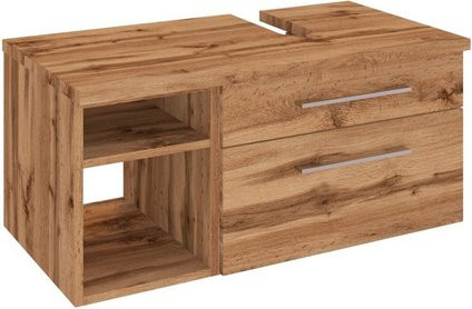HELD MÖBEL Waschtischunterschrank Davos in Eiche Optik, B/H/T: 90 x 41 x 47 cm, Braun/Mehrfarbig - Bild 1