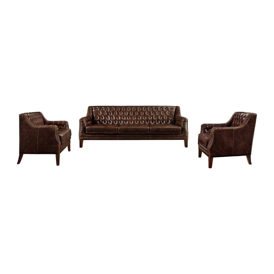 Vente-unique Couchgarnitur Colbert aus Leder in Schokoladenbraun bestehend aus 3-Sitzer-Sofa, 2-Sitzer-Sofa und Sessel im Chesterfield-Design B/T/H: 194,5 x 84 x 138 cm - Bild 2