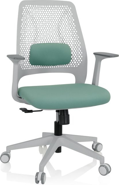 hjh OFFICE Home Office Bürostuhl PARFERIO W mit Armlehnen und Stoffsitzfläche in Weiß-Grün - Bild 1