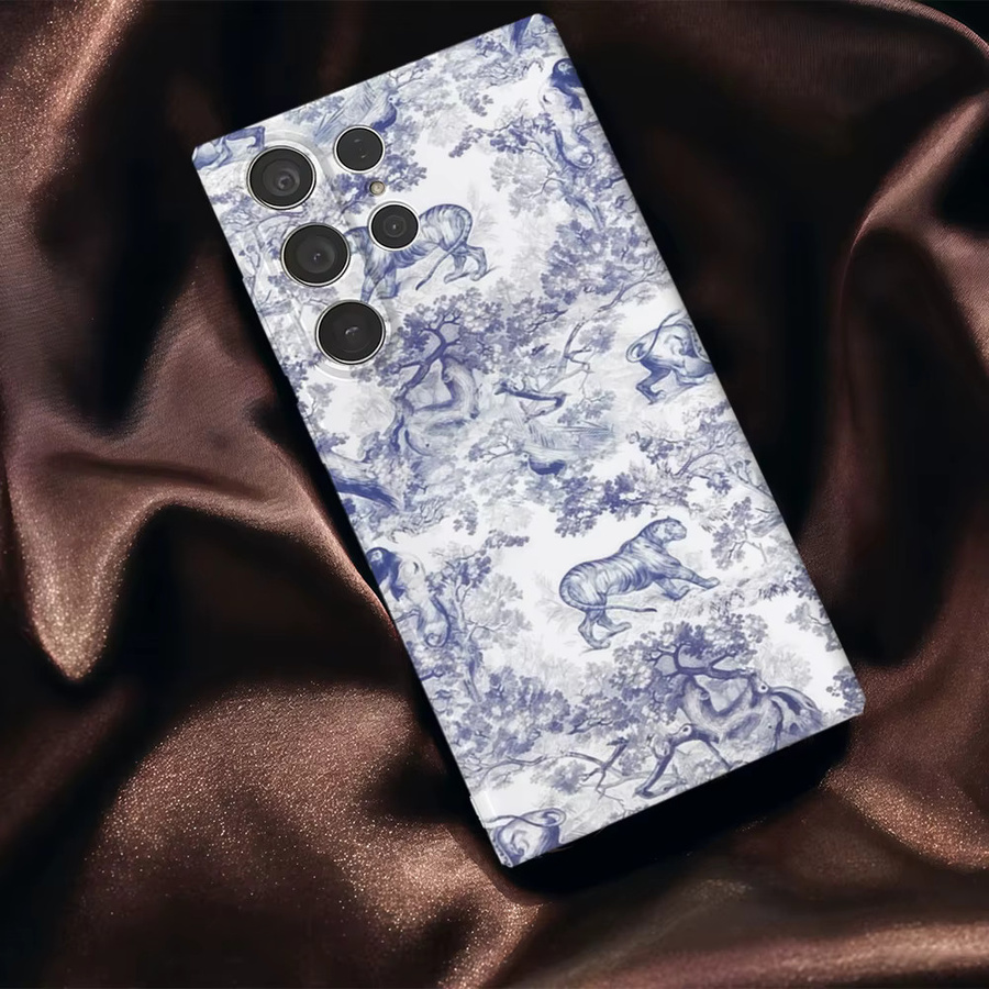 Glänzende Handyhülle mit klassischem Tier-Design für Samsung Galaxy S25 S24 S23 Ultra Plus A35 A92 in Blau - Bild 5