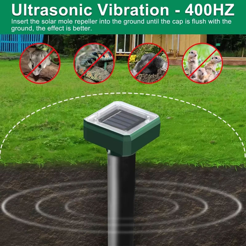 10er Pack Outdoor Solar Ultraschall Vibration Repeller zur Abwehr von Schlangen und Maulwürfen für Garten, Hof und Bauernhof - Bild 3