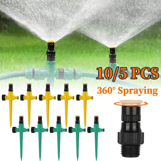 VKTECH Wassersprinkler Set in Grün, verstellbar mit 360-Grad-Drehung für den Garten - Bild 1