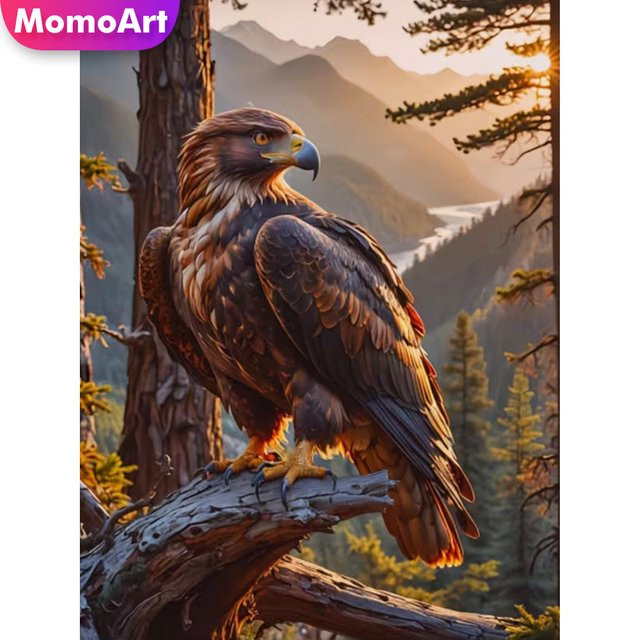 Momoart Adler Diamant-Stickerei DIY Vogel-Gemälde als rundes Diamant-Mosaik in Multicolour - Bild 1